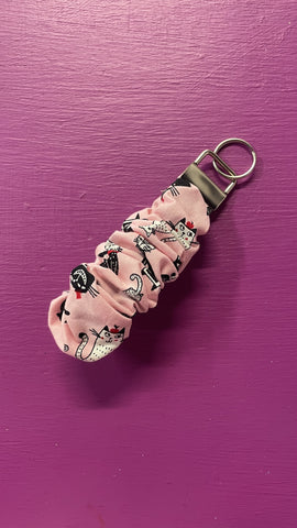 Scrunchie Keychain Pink Cat
