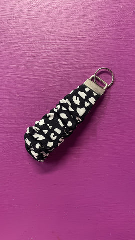 Scrunchie Keychain Black and White Leopard