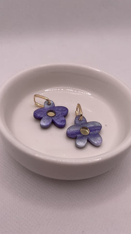 Earrings Hoops Daisy blue