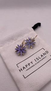 Earrings Hoops Double daisy blue