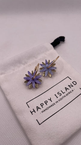 Earrings Hoops Double daisy blue