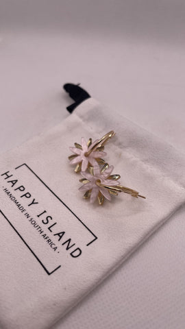 Earrings Hoops Double daisy pink