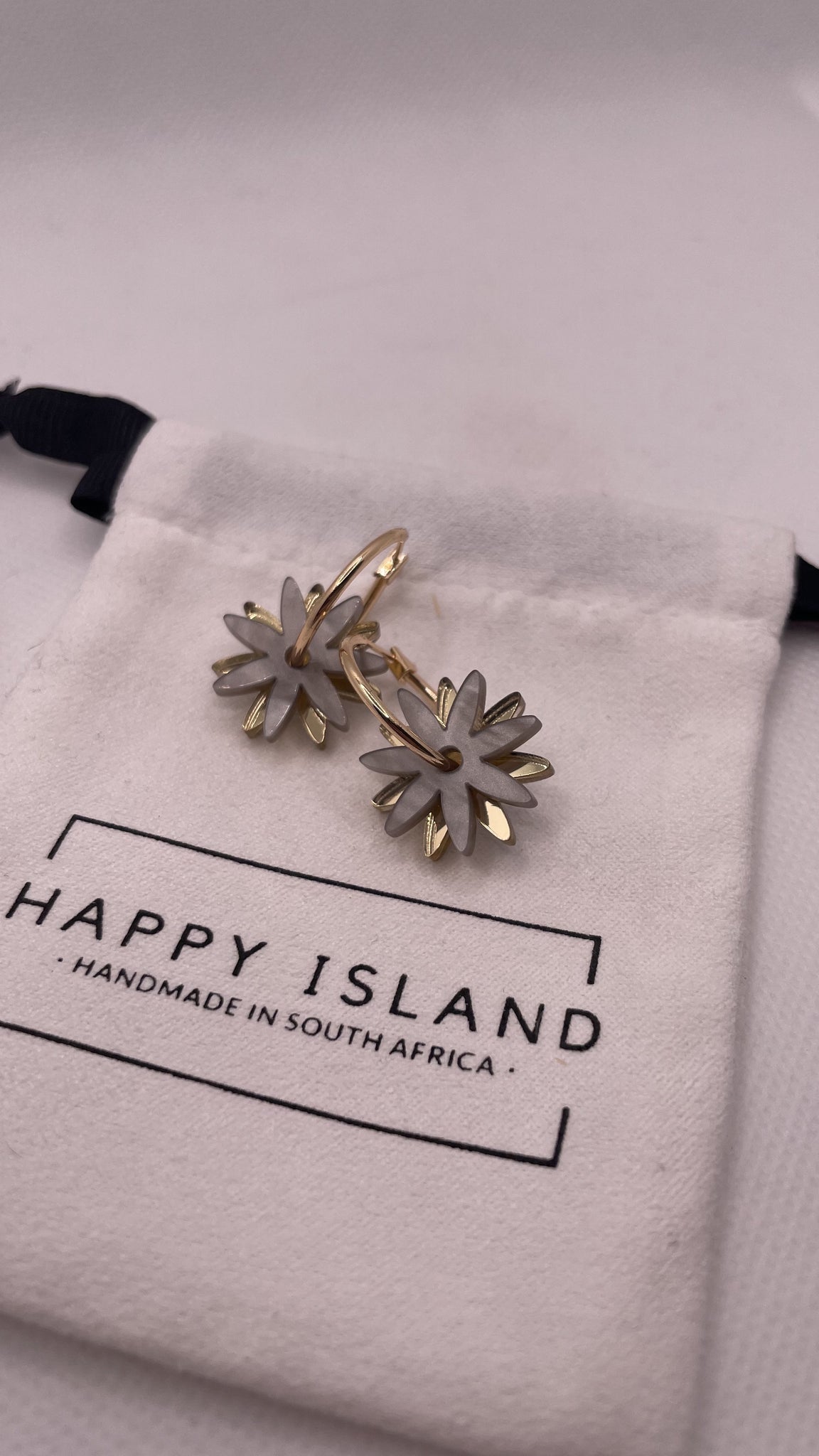 Earrings Hoops Double daisy grey