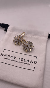 Earrings Hoops Double daisy grey