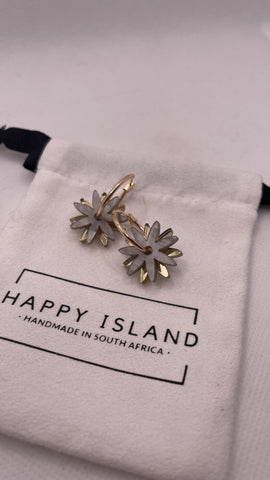 Earrings Hoops Double daisy grey