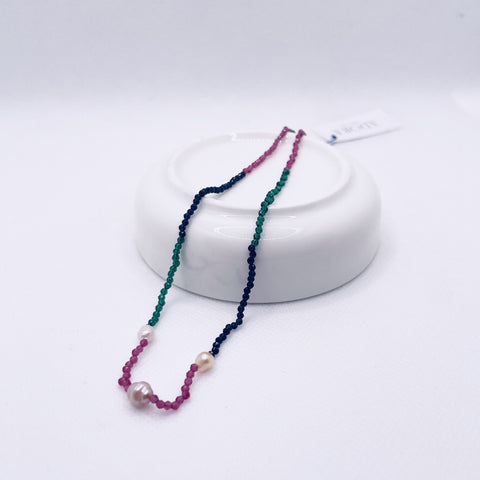 Silk Necklace | 3 Fresh Water Pearl Ombre