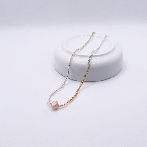 Silk Necklace | Ombre Peach F/W Pearl