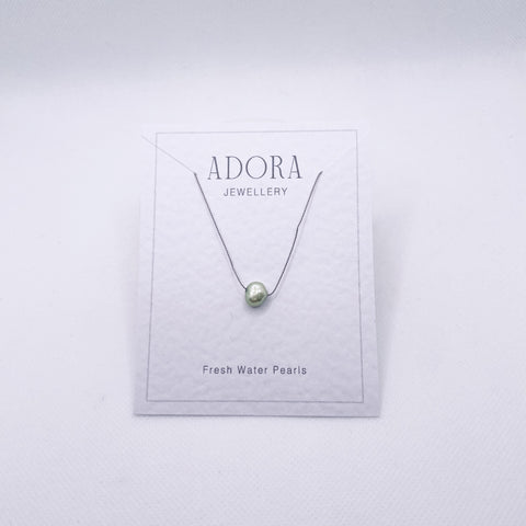 Necklace Silk Threads | Freshwater Pearl Green