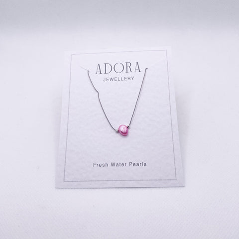 Necklace Silk Threads | Freshwater Pearl Pink