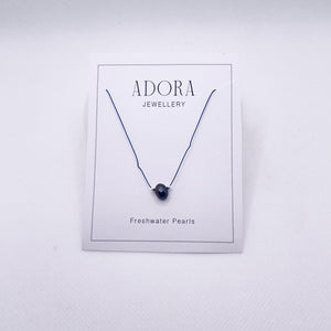 Necklace Silk Threads | Freshwater Pearl Blue