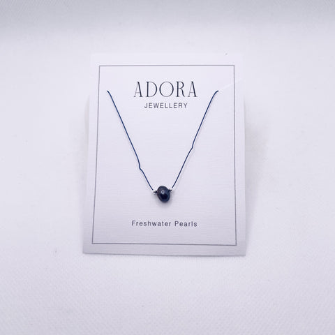 Necklace Silk Threads | Freshwater Pearl Blue