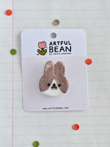 Pins Bunny Brown and White