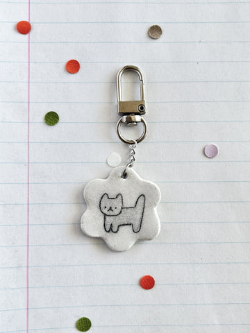 Bag Charm Flower Shaped Cat