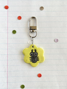 Bag Charm Flower Shaped Beetle Green