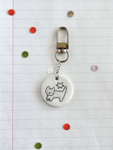 Bag Charm Round Cat