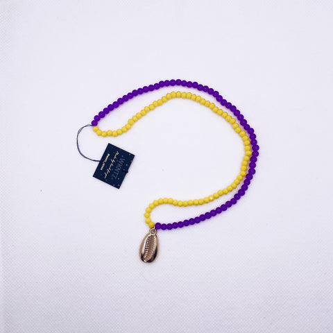 Necklace Cocktail Shell Two Tone Purple and Yellow
