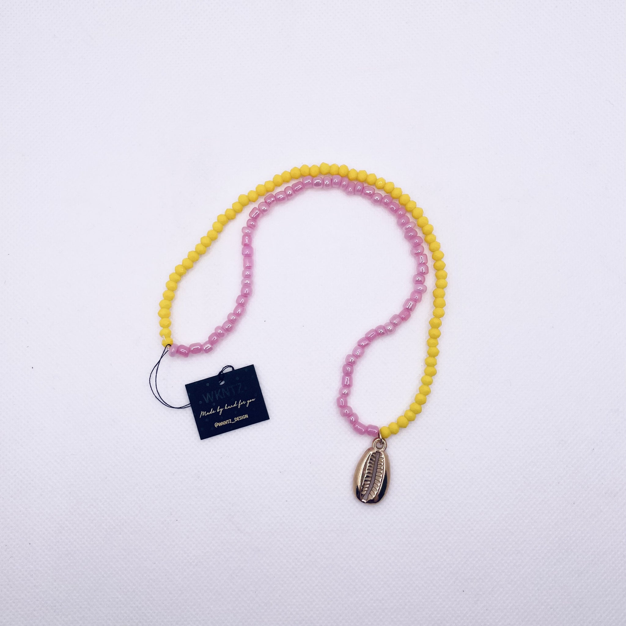 Necklace Cocktail Shell Two Tone Lt Pink and Yellow