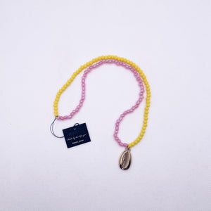 Necklace Cocktail Shell Two Tone Lt Pink and Yellow