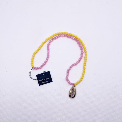 Necklace Cocktail Shell Two Tone Lt Pink and Yellow