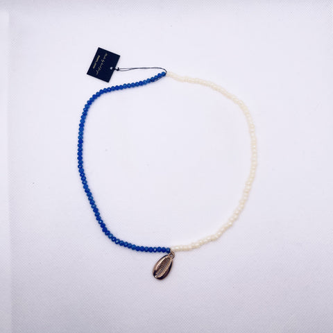 Necklace Cocktail Shell Two Tone Blue and White