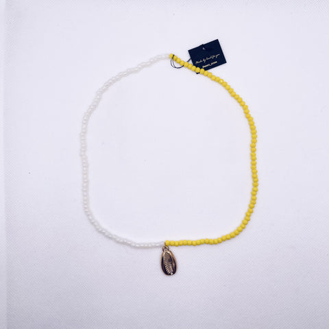 Necklace Cocktail Shell Two Tone White and Yellow