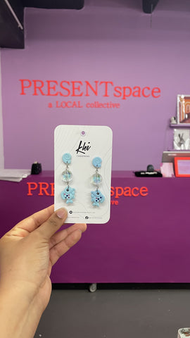 Earrings fishy with bubble bead blue
