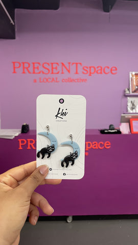 Earrings Sleeping cat on moon