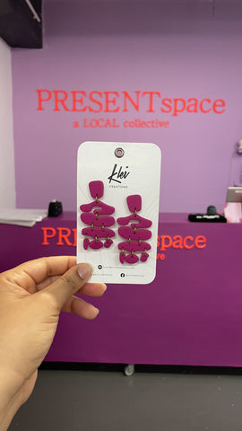 Earrings Abstract dangle pink