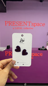 Earrings Heart Studs Purple