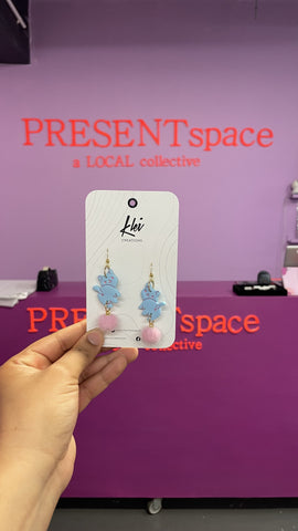 Earrings Cute cat bum pom pom