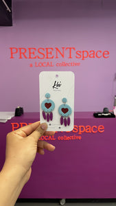 Earrings turquoise with red heart