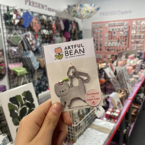 Bag Charm Cat Full Body Grey