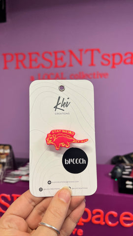 Brooch Stay Weird Neon Pink & Green