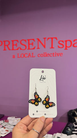 Earrings butterfly large orange/red/yellow