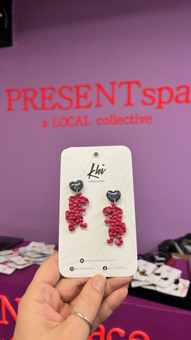 Earrings cheetah with black heart