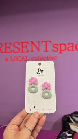 Earrings flower pot pink