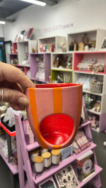 Oil Burner | Orange and Pink Stipes