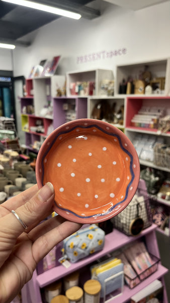 Bowl | Small Flat Pate | Coral Dotty