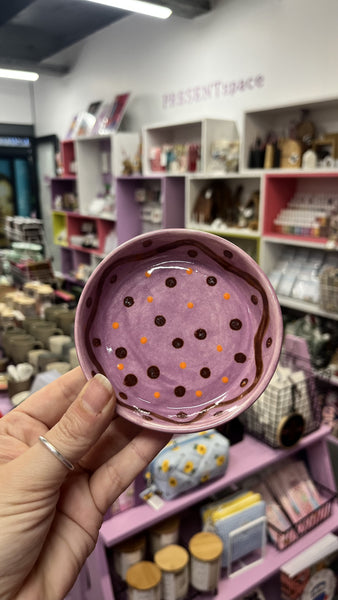 Bowl | Small Flat Pate | Purple Dotty