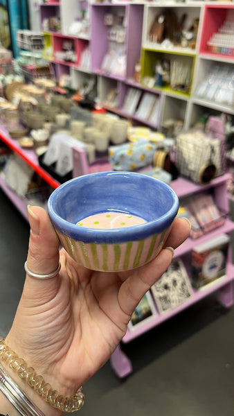 Bowl | Small Deep Pate | Pink Dots and Stripes