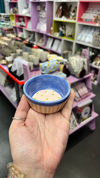 Bowl | Small Deep Pate | Pink Dots and Stripes