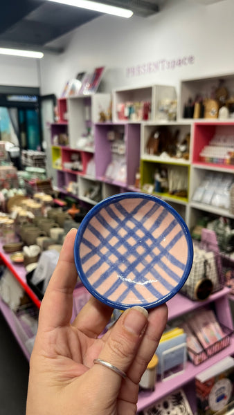 Bowl | Small Flat | Pink and Blue check