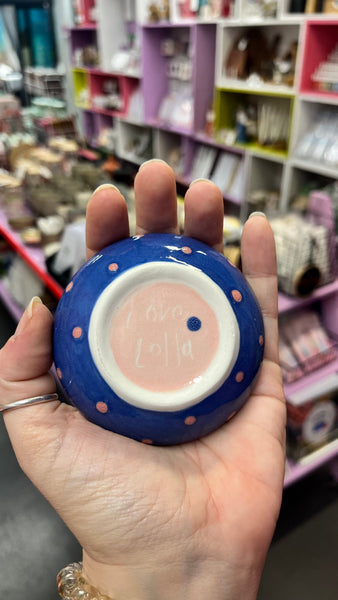 Bowl | Small Flat | Pink and Blue check