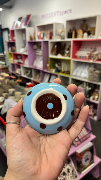 Bowl | Small Flat | Blue Dots