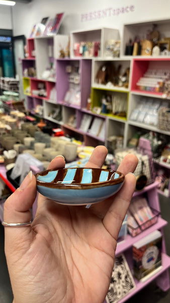 Bowl | Small Flat | Blue Stripey