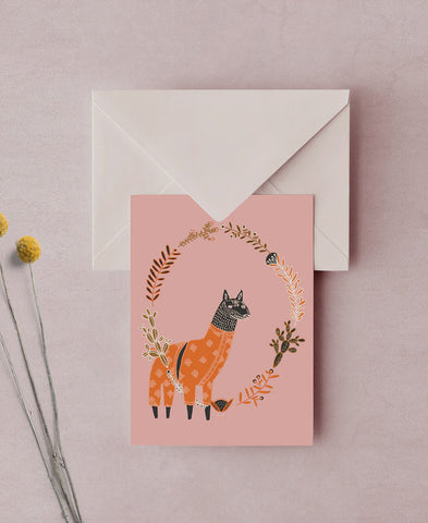 Card A6 Llama in Pajamas