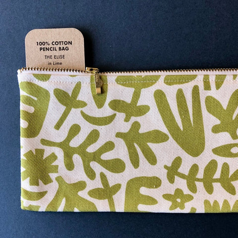 Pencil Bag Cotton (33cm) | Elise in Lime