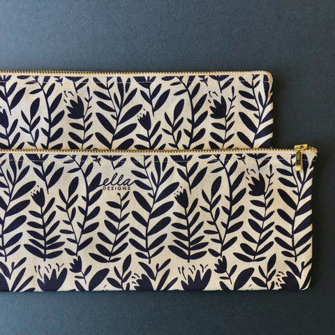 Pencil Bag Cotton (33cm) | Madeline in Navy