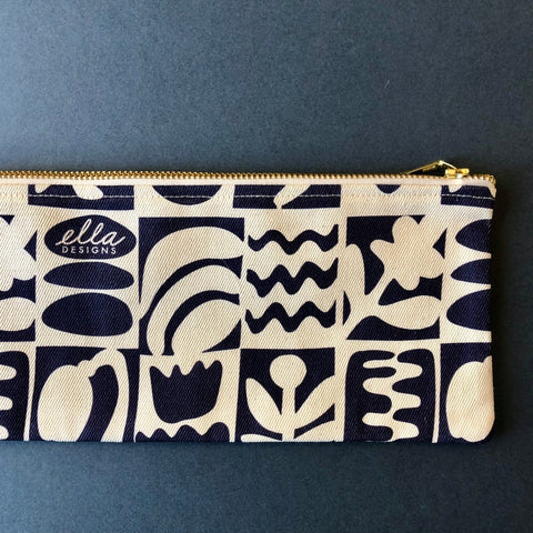 Pencil Bag Cotton (33cm) | Suhair in Navy