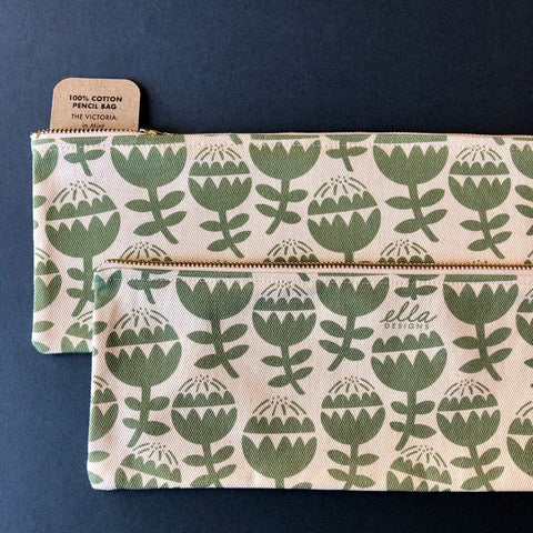 Pencil Bag Cotton (33cm) | Victoria in Mint